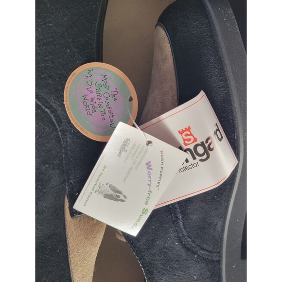 NWT Hush Puppies Big Boys 2.5M Leather Suede Black Taupe Dress Shoe Scotchguard - Picture 10 of 14